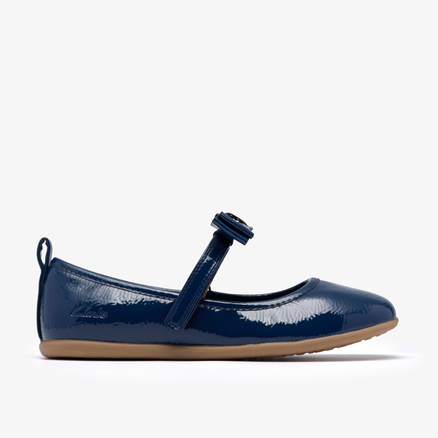 charm bow kid - navy patent