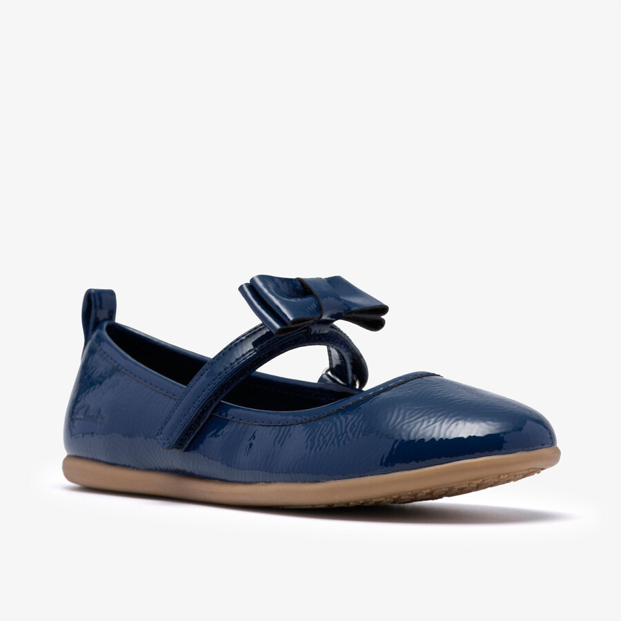 charm bow kid - navy patent